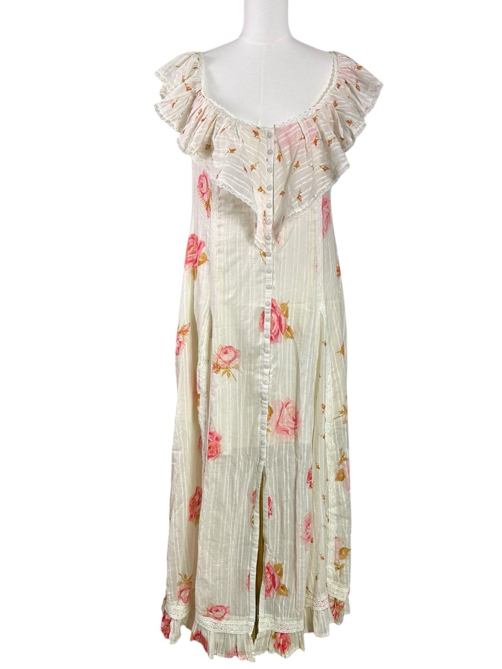 Free People Ethereal Cottage Lace Floral Honeysuckle Dreams Maxi Dress Large NWT - Picture 6 of 17